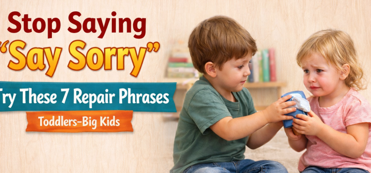 Stop Saying “Go Say Sorry” — Try These 7 Repair Phrases Instead (Toddlers to Big Kids) Stop Saying “Go Say Sorry” — Try These 7 Repair Phrases Instead (Toddlers to Big Kids)